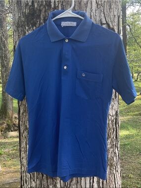 Dior Men's Royal Blue Polo with Chest Pocket